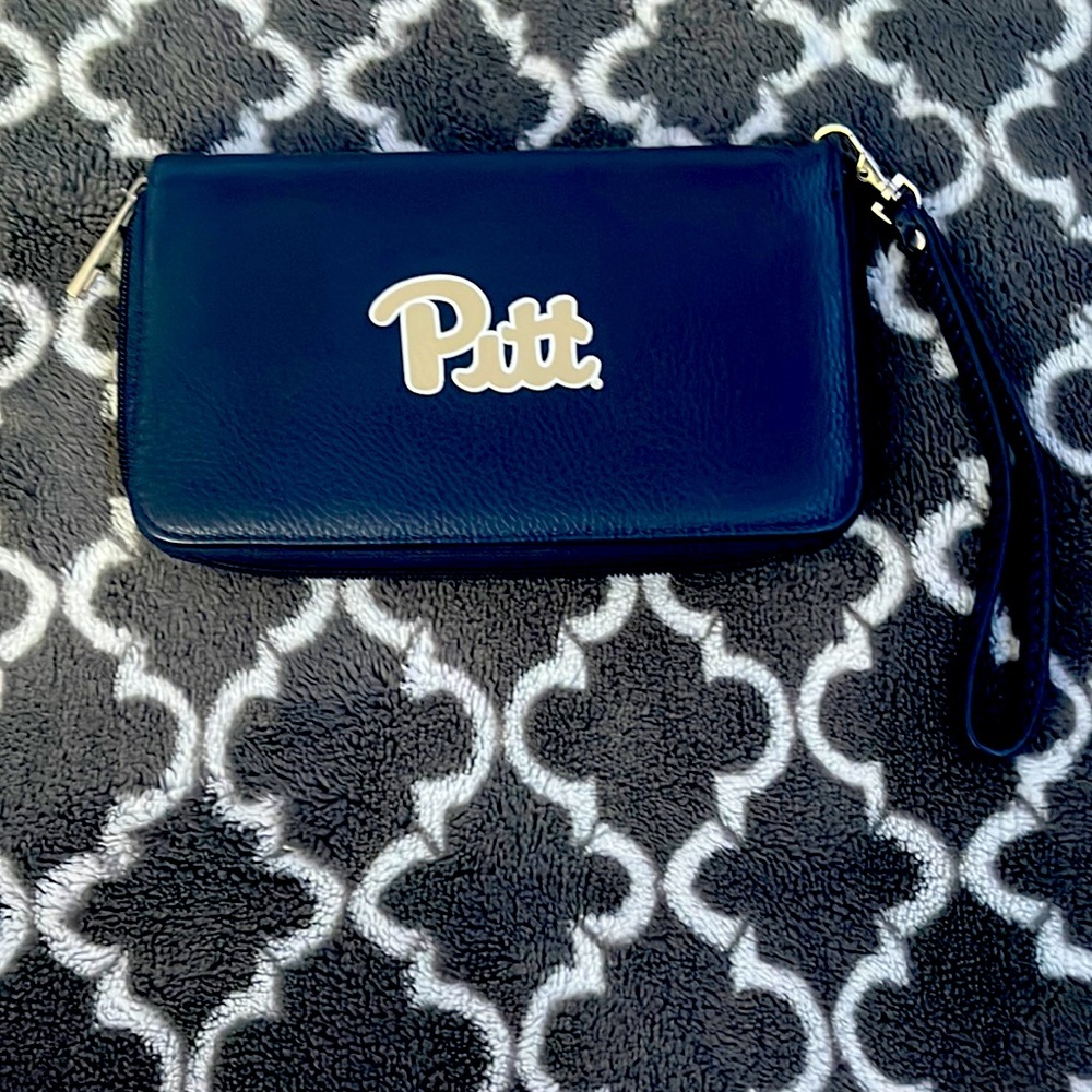 a navy blue Pitt Panther wallet